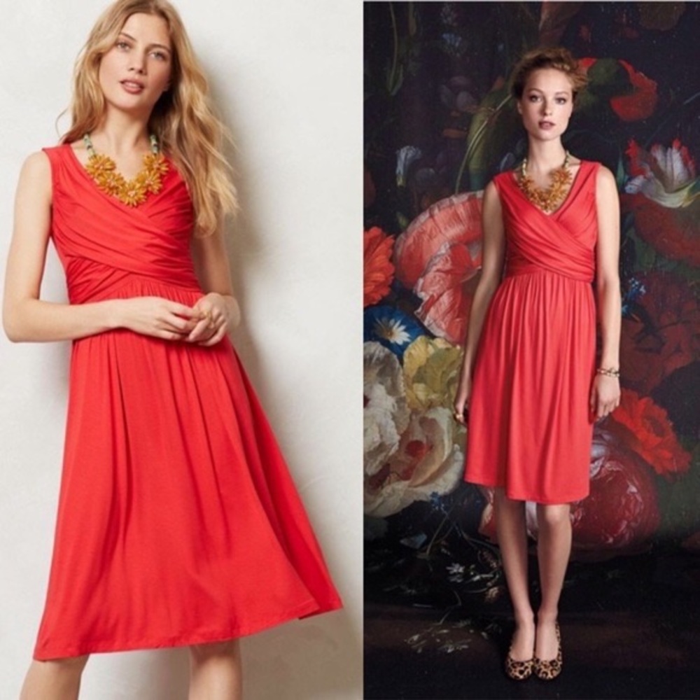 Anthropologie Girls from Savoy Wrap Dress | Red | Petite